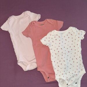 Bundle! Carter's Baby Girls' Pink and White Onsies